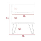 Table de chevet 22H, une étagère ouverte, une armoire à une porte, pieds épingles, noire