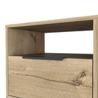 Table de chevet 22H, une étagère ouverte, une armoire à une porte, pieds épingles, noire