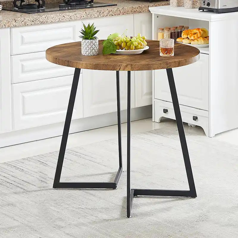 Table à manger ronde de 31,5 po, table de loisirs moderne avec pied en métal