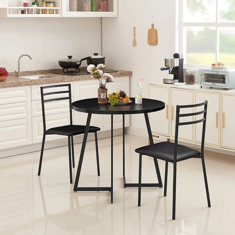 Table à manger ronde de 31,5 po, table de loisirs moderne avec pied en métal