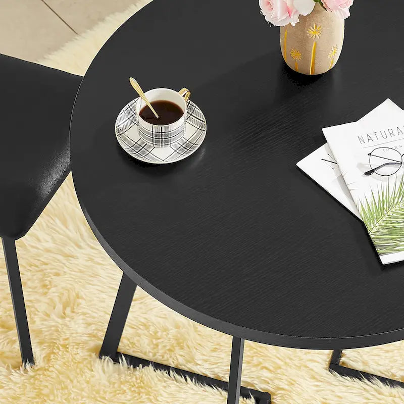 Table à manger ronde de 31,5 po, table de loisirs moderne avec pied en métal