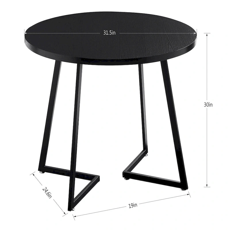 Table à manger ronde de 31,5 po, table de loisirs moderne avec pied en métal