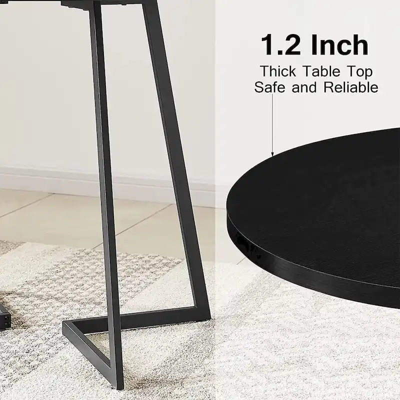 Table à manger ronde de 31,5 po, table de loisirs moderne avec pied en métal