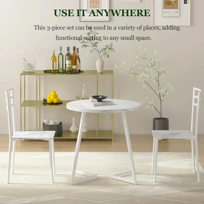 Table à manger ronde de 31,5 po, table de loisirs moderne avec pied en métal
