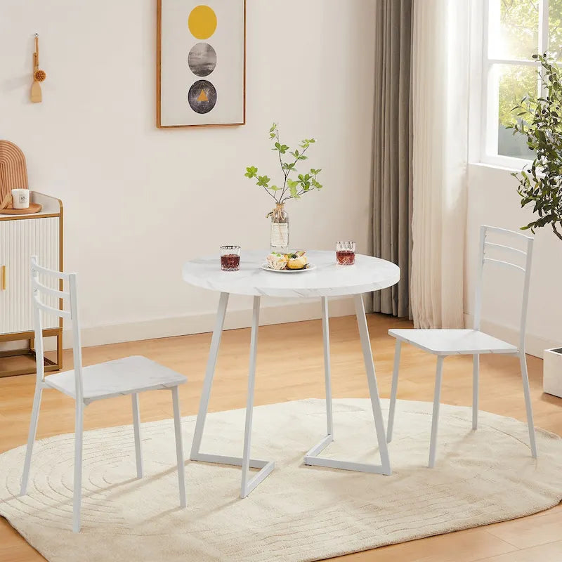 Table à manger ronde de 31,5 po, table de loisirs moderne avec pied en métal