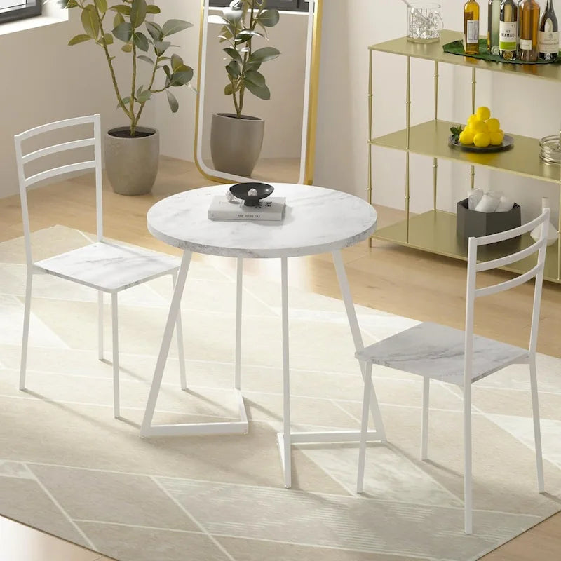 Table à manger ronde de 31,5 po, table de loisirs moderne avec pied en métal