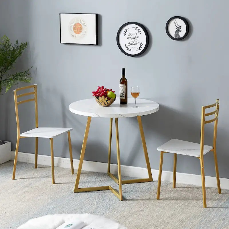 Table à manger ronde de 31,5 po, table de loisirs moderne avec pied en métal