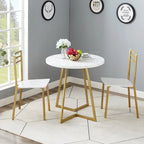 Table à manger ronde de 31,5 po, table de loisirs moderne avec pied en métal