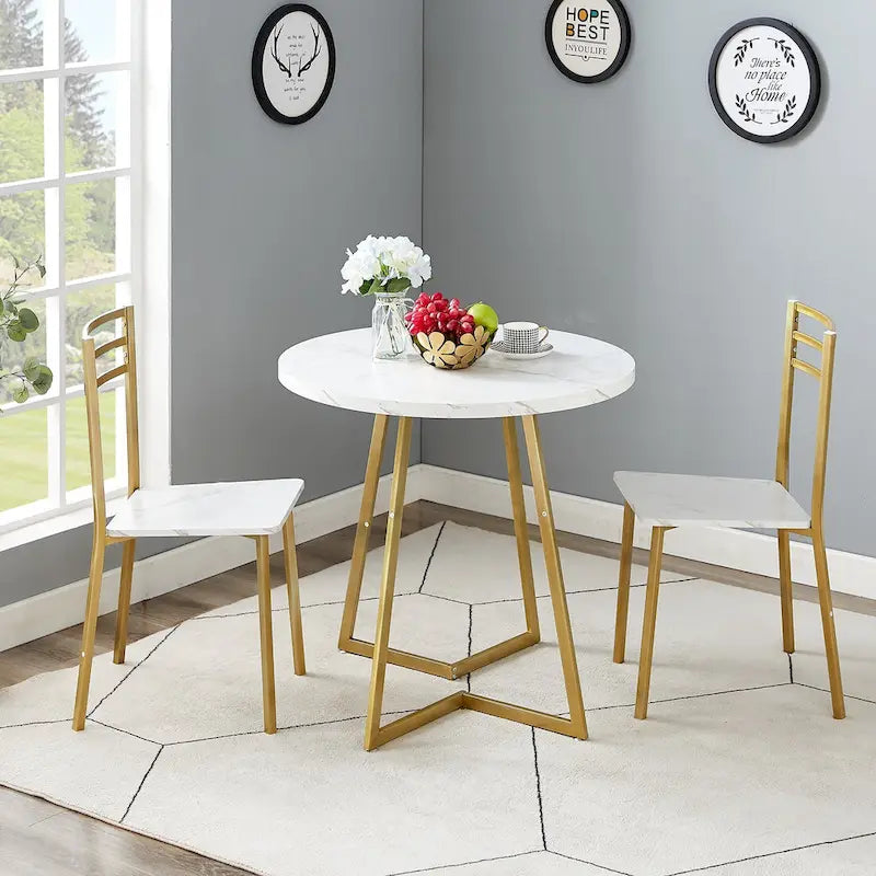 Table à manger ronde de 31,5 po, table de loisirs moderne avec pied en métal
