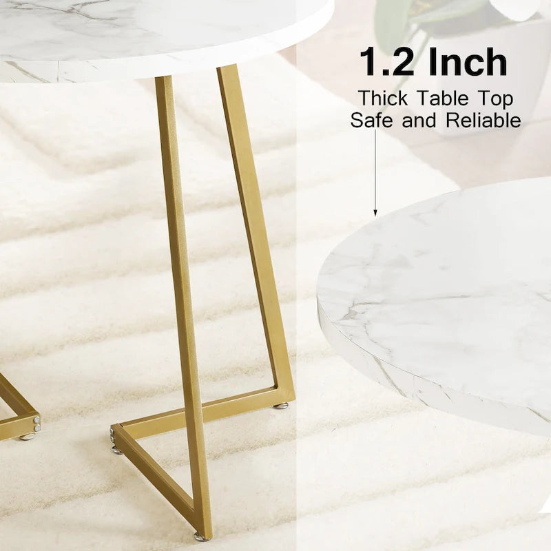 Table à manger ronde de 31,5 po, table de loisirs moderne avec pied en métal