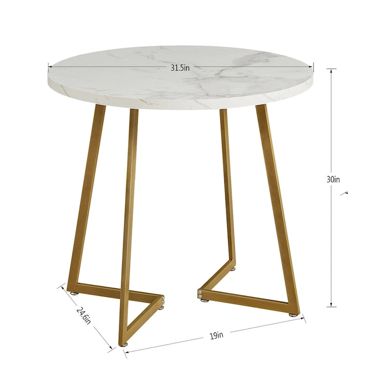 Table à manger ronde de 31,5 po, table de loisirs moderne avec pied en métal