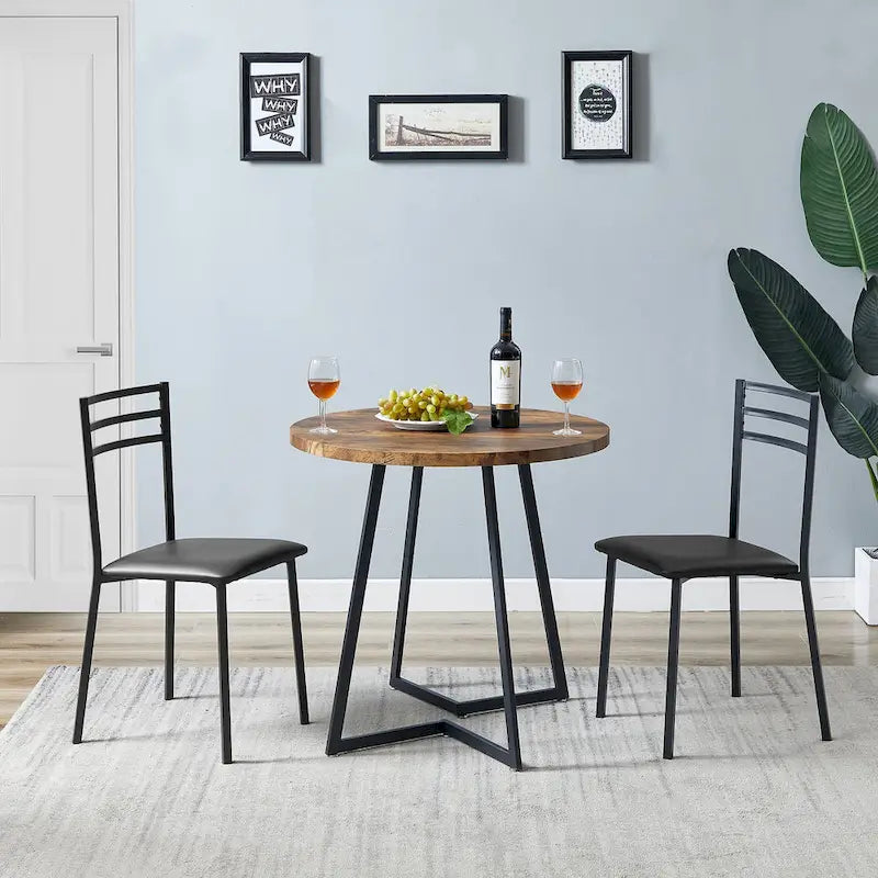 Table à manger ronde de 31,5 po, table de loisirs moderne avec pied en métal