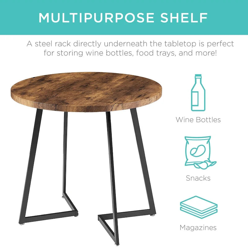 Table à manger ronde de 31,5 po, table de loisirs moderne avec pied en métal