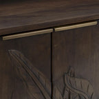 Buffet en manguier massif sculpté à la main de 208 cm avec finition blanchie