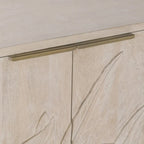 Buffet en manguier massif sculpté à la main de 208 cm avec finition blanchie