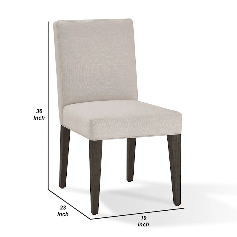 Chaise de salle à manger Mod style Parson de 19 pouces, en bois d'hévéa, ensemble de 2, gris clair