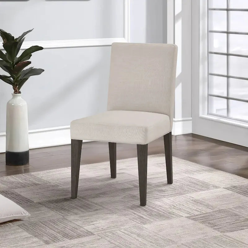 Chaise de salle à manger Mod style Parson de 19 pouces, en bois d'hévéa, ensemble de 2, gris clair
