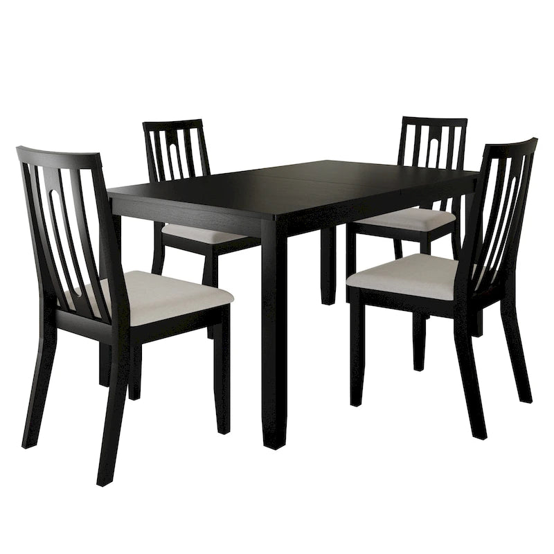 Ensemble de salle à manger contemporain 5 pièces en bois avec 4 chaises rembourrées