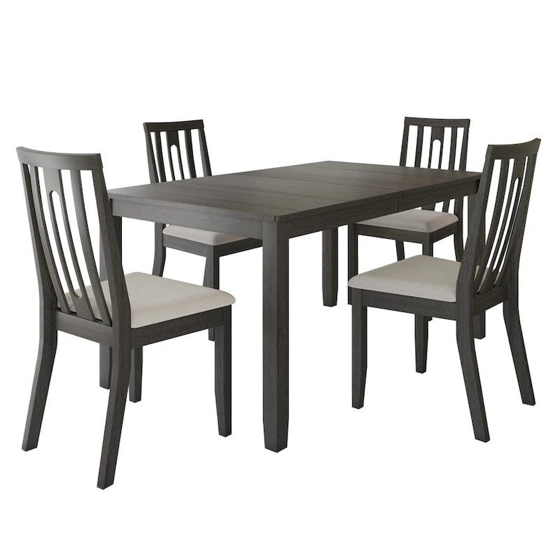 Ensemble de salle à manger contemporain 5 pièces en bois avec 4 chaises rembourrées