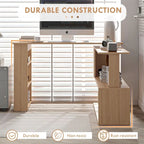 Bureau d'angle en L, bureau à domicile rotatif à 360° avec étagères