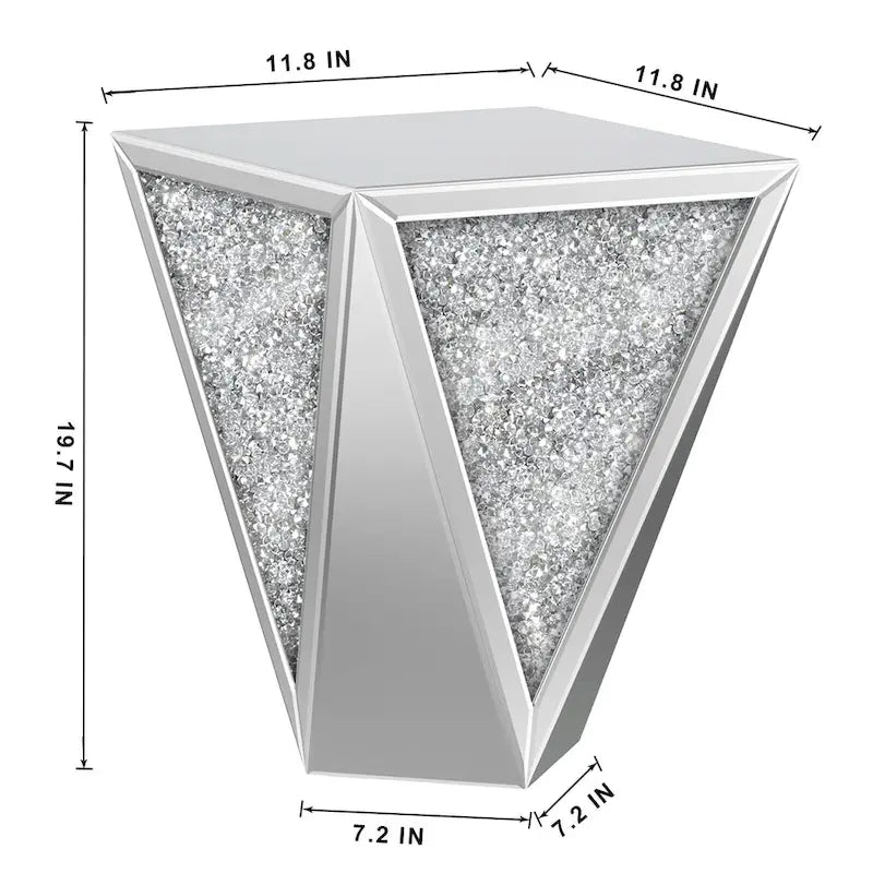Console miroir Art déco diamant avec cadre argenté