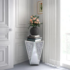 Console miroir Art déco diamant avec cadre argenté