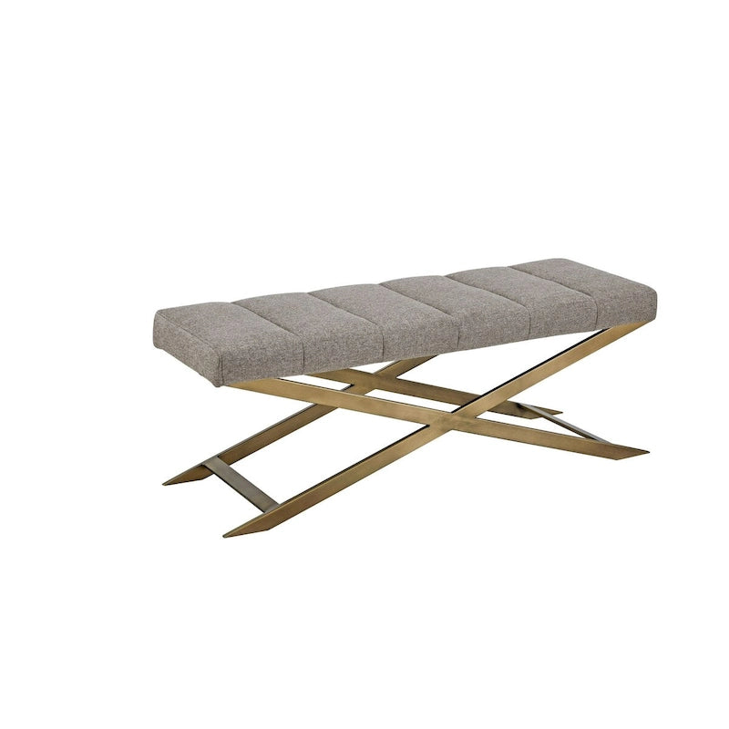 Banc Xane en tissu gris contemporain et laiton brossé