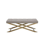 Banc Xane en tissu gris contemporain et laiton brossé