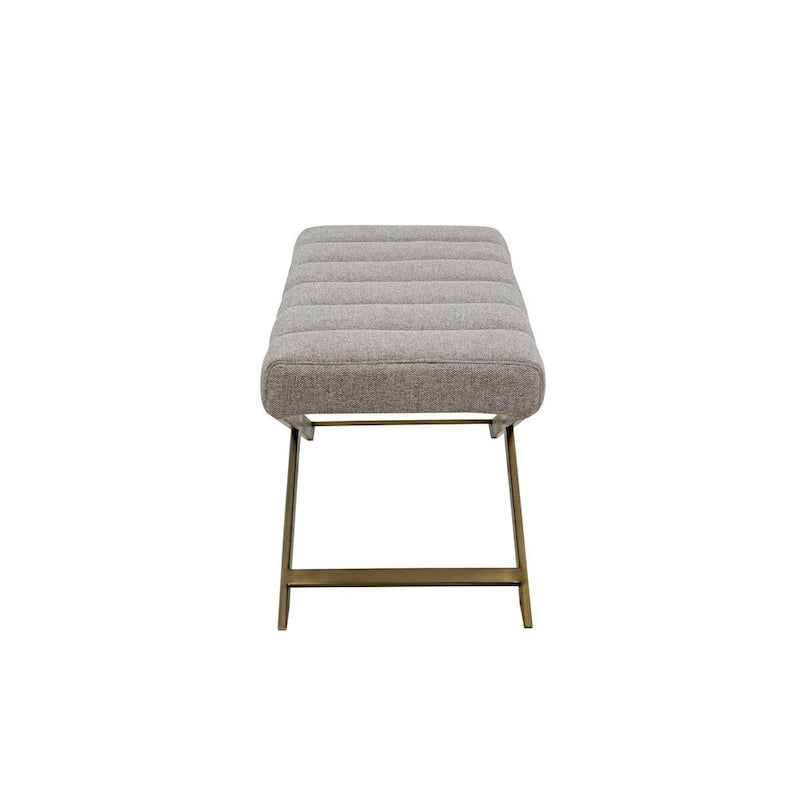 Banc Xane en tissu gris contemporain et laiton brossé