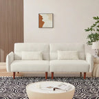 Convertible Futon Sofa Bed, Adjustable Couch Sleeper, Couch Corduroy Fabric Comfy Sofa bed with Wooden Legs & 2 Pillows