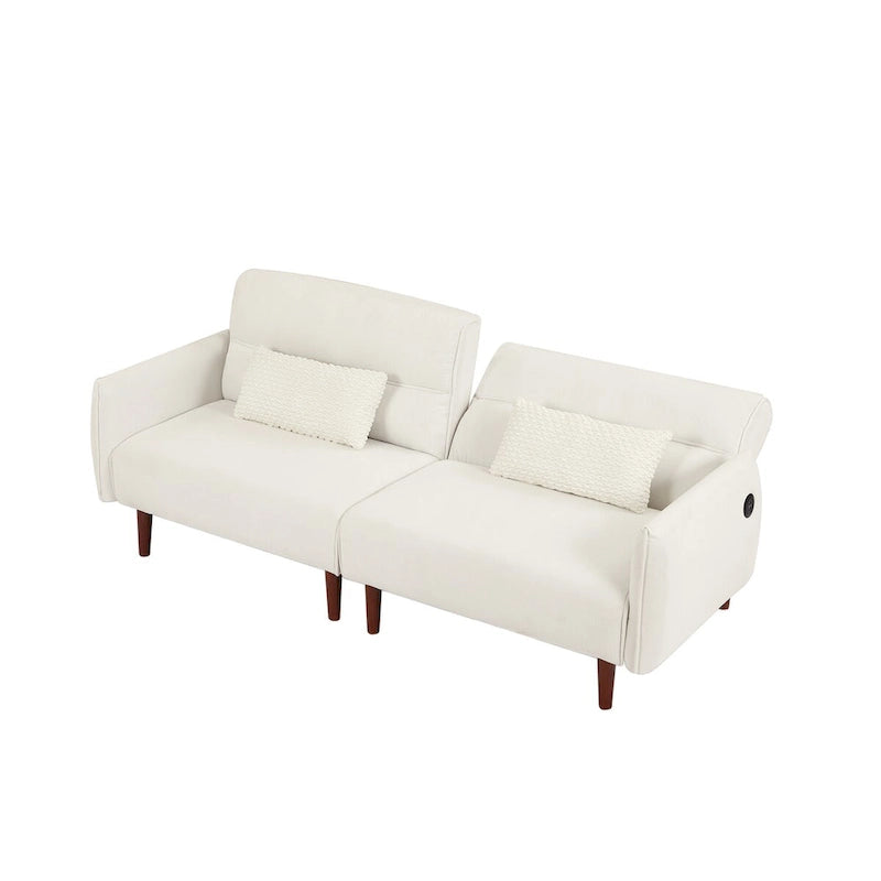 Canapé-lit convertible futon, canapé-lit réglable, canapé-lit confortable en velours côtelé avec pieds en bois et 2 oreillers