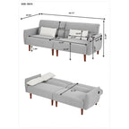 Canapé-lit convertible futon, canapé-lit réglable, canapé-lit confortable en velours côtelé avec pieds en bois et 2 oreillers