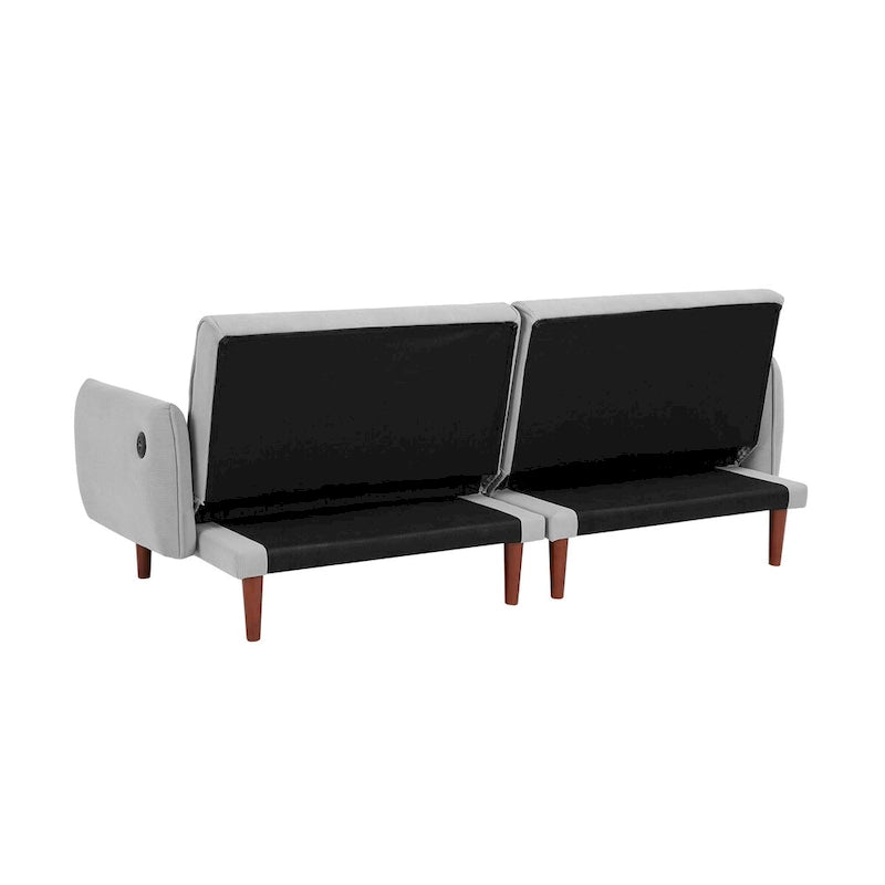 Canapé-lit convertible futon, canapé-lit réglable, canapé-lit confortable en velours côtelé avec pieds en bois et 2 oreillers