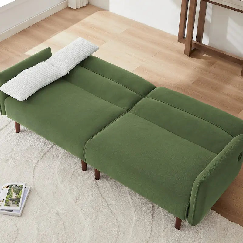 Canapé-lit convertible futon, canapé-lit réglable, canapé-lit confortable en velours côtelé avec pieds en bois et 2 oreillers