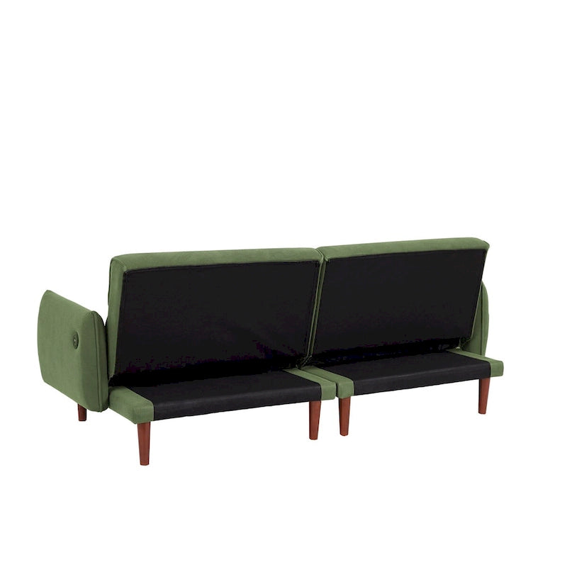 Canapé-lit convertible futon, canapé-lit réglable, canapé-lit confortable en velours côtelé avec pieds en bois et 2 oreillers