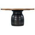 Table à manger ronde 60" en hickory rustique avec base en bois calciné – 6 places, 116 kg