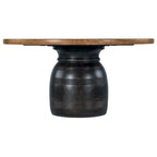 Table à manger ronde 60" en hickory rustique avec base en bois calciné – 6 places, 116 kg