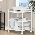 Meuble Imprimante avec Station de Recharge et Ports USB Grande Taille 3 Niveaux - 24P x 18,62L x 30,86H