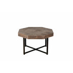 Table basse octogonale vintage en bois avec patchwork, 76 cm