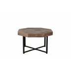 Table basse octogonale vintage en bois avec patchwork, 76 cm