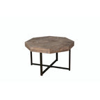 Table basse octogonale vintage en bois avec patchwork, 76 cm