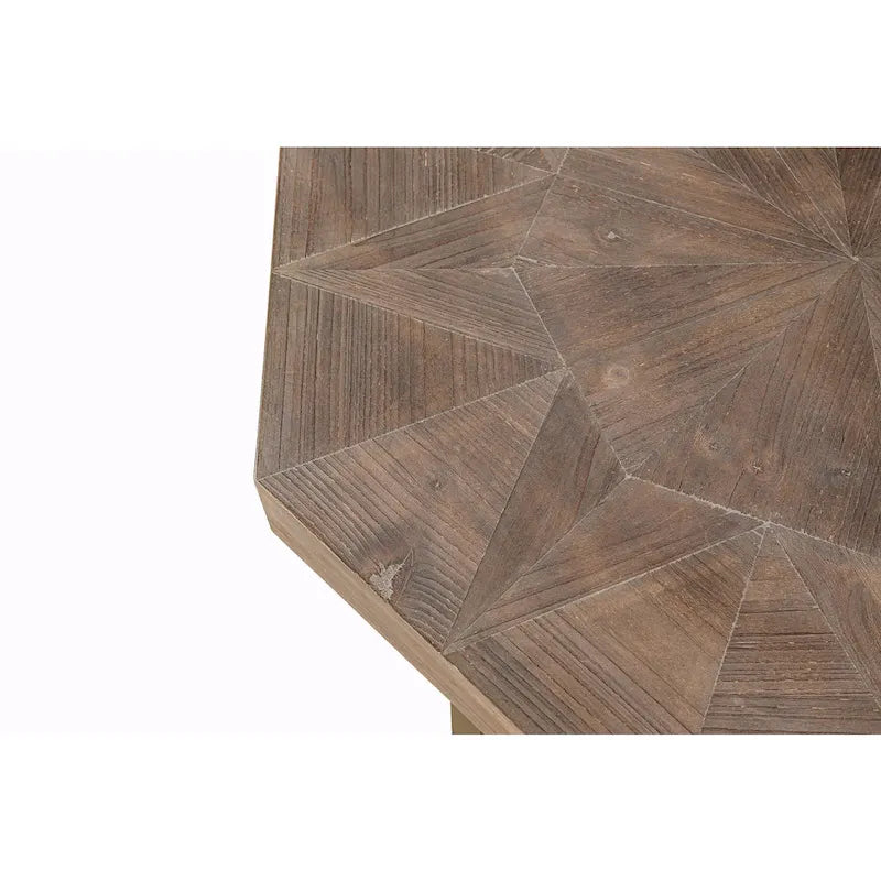 Table basse octogonale vintage en bois avec patchwork, 76 cm
