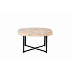 Table basse octogonale vintage en bois avec patchwork, 76 cm
