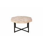 Table basse octogonale vintage en bois avec patchwork, 76 cm