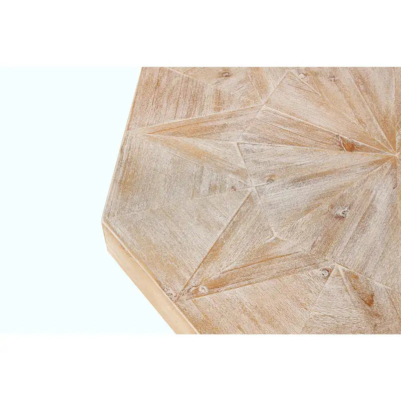 Table basse octogonale vintage en bois avec patchwork, 76 cm