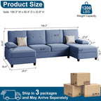Canapé d'angle en U 4 places en tissu respirant – Capacité de 400 kg