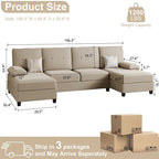 Canapé d'angle en U 4 places en tissu respirant – Capacité de 400 kg