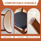 Lot de 2 chaises de salle à manger en bois avec petit dossier courbé et coussin en PU