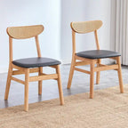Lot de 2 chaises de salle à manger en bois avec petit dossier courbé et coussin en PU