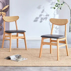 Lot de 2 chaises de salle à manger en bois avec petit dossier courbé et coussin en PU